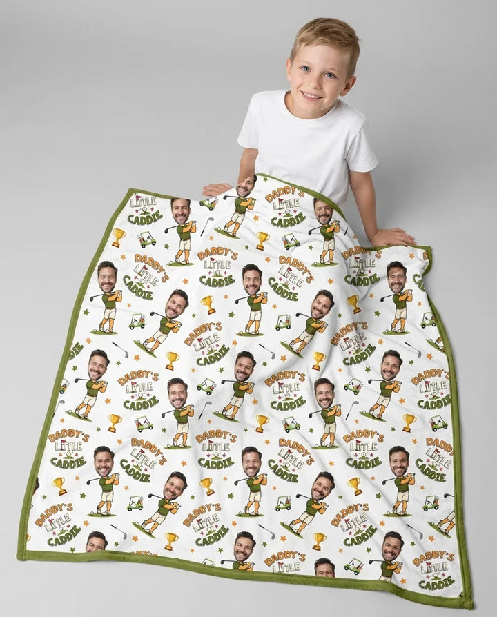 Custom Photo Daddy's Little Caddie Daddy & Me Matching Bamboo Blanket