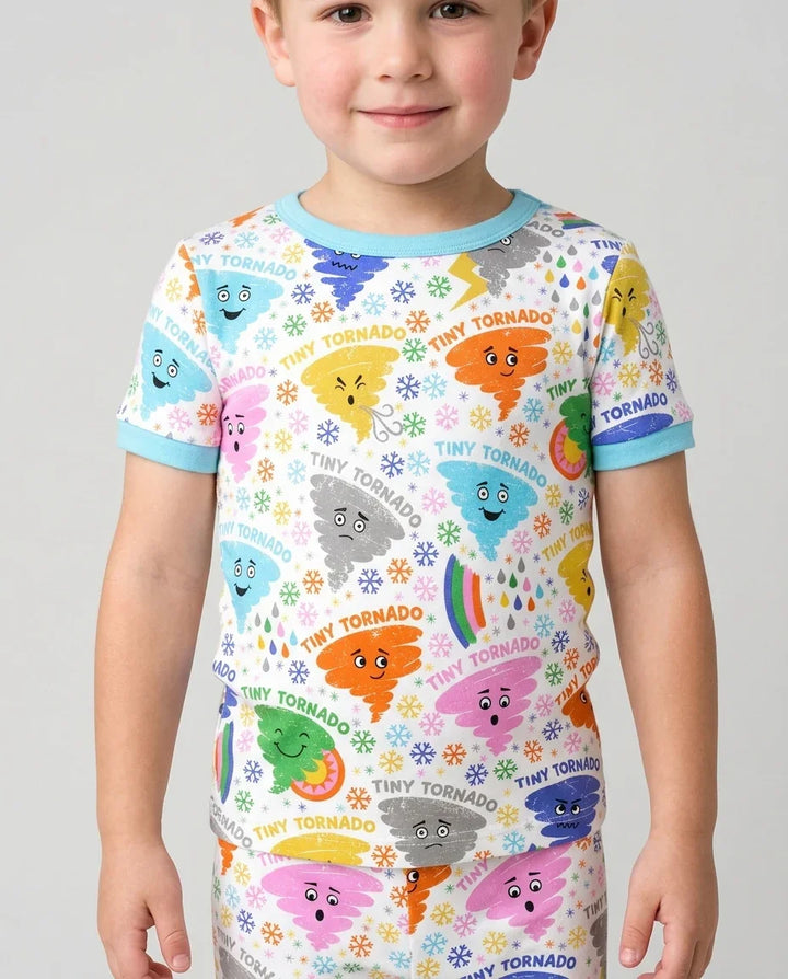 Tornado Family Matching Bamboo Two Piece Short Sleeve Shorts Pajama Set
