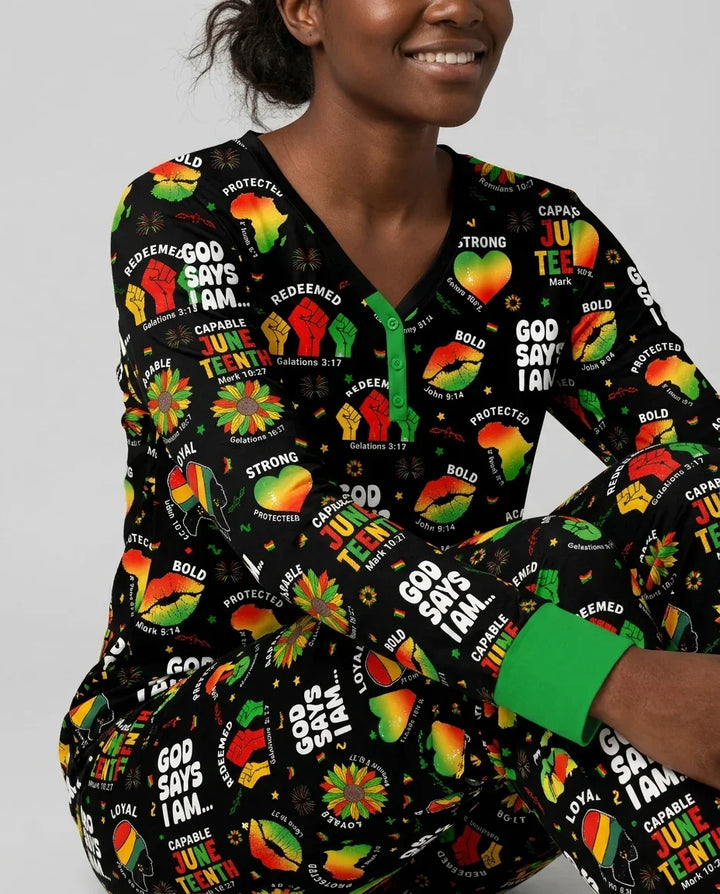 God Says I Am Juneteenth Blessings Bamboo Women Pajama Set