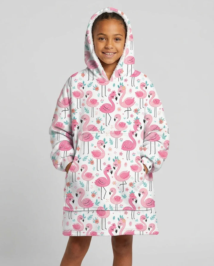 Hello Flamingo Custom Bamboo Blanket Hoodie