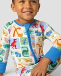 Pijama enterizo de bambú convertible Rainbow Dino Friends a juego para toda la familia