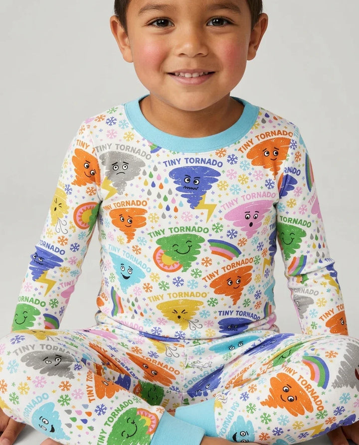 Zweiteiliges Langarm-Pyjama-Set mit Sommerfrüchten
