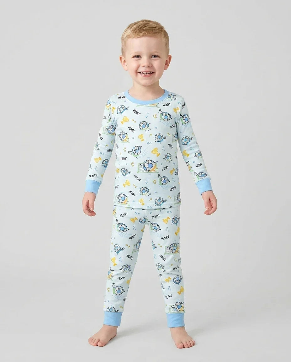 Custom Name Soccer Dad Team Matching Two Piece Long Sleeve Pajama Set