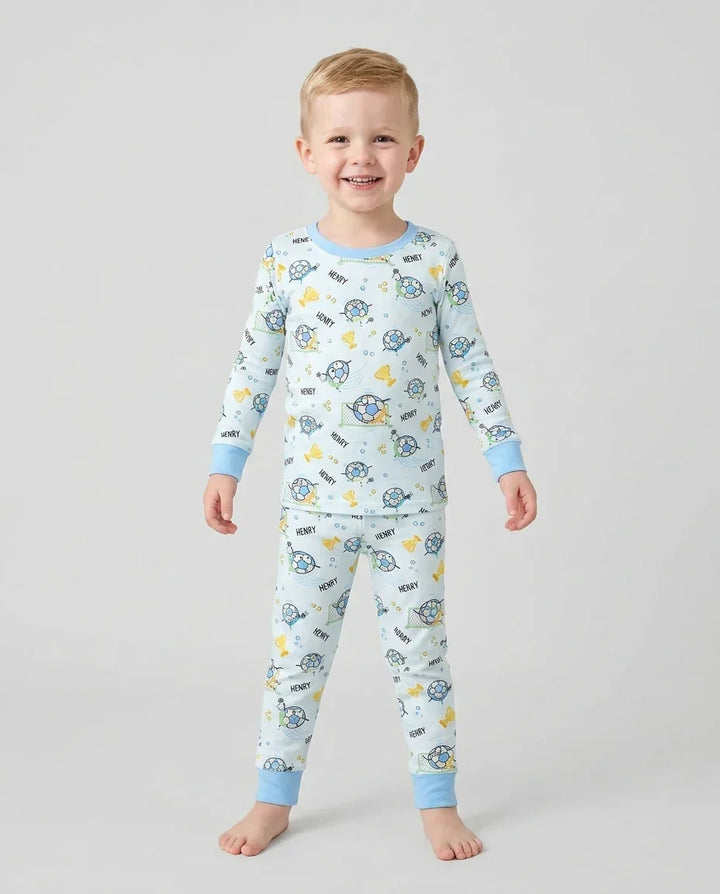 Custom Name Soccer Dad Team Matching Two Piece Long Sleeve Pajama Set