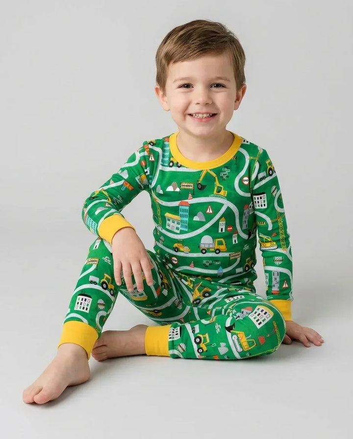 Little Builder Construction Zone Bamboo Two Piece Long Sleeve Pajama Set