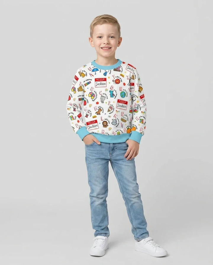 Custom Name Hello School ABCs Bamboo Crewneck Sweatshirt