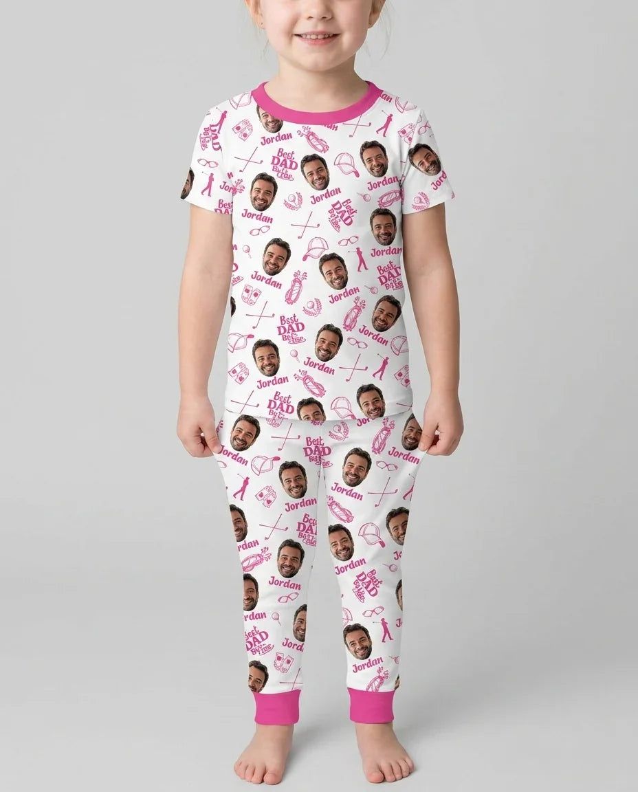 Custom Photo Best Dad By Par Bamboo Two Piece Short Sleeve Pajama Set