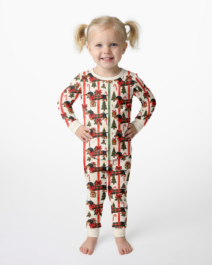 Puppy Holiday Bamboo Two Piece Long Sleeve Pajama Set