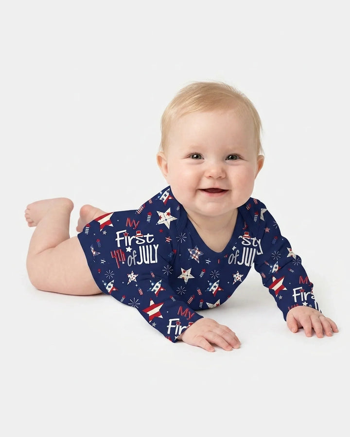 My First 4th of July Star Striped Bamboo Bodysuit