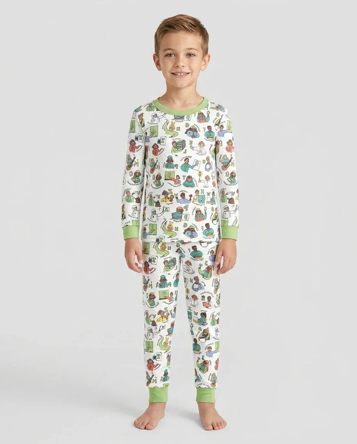 Conjunto de pijama de dos piezas de bambú de manga larga