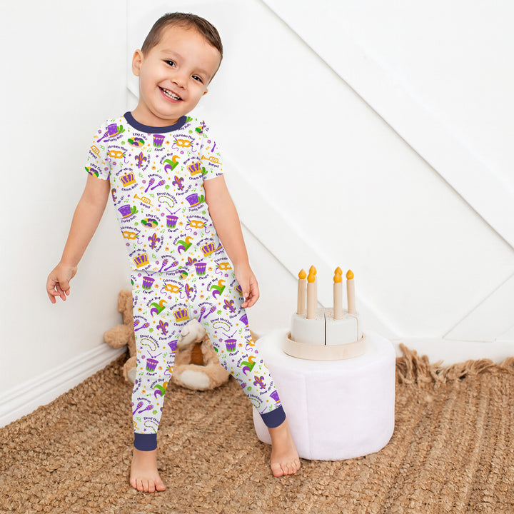 Mardi Gras Family Matching Two Piece Short Sleeve Pajama Set