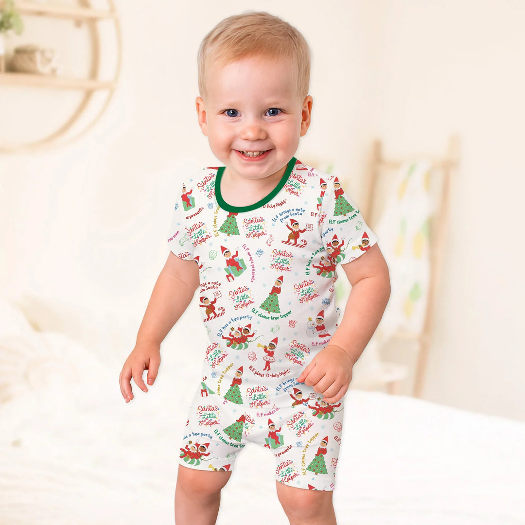 Christmas Elf Two Piece Short Sleeve Shorts Pajama Set