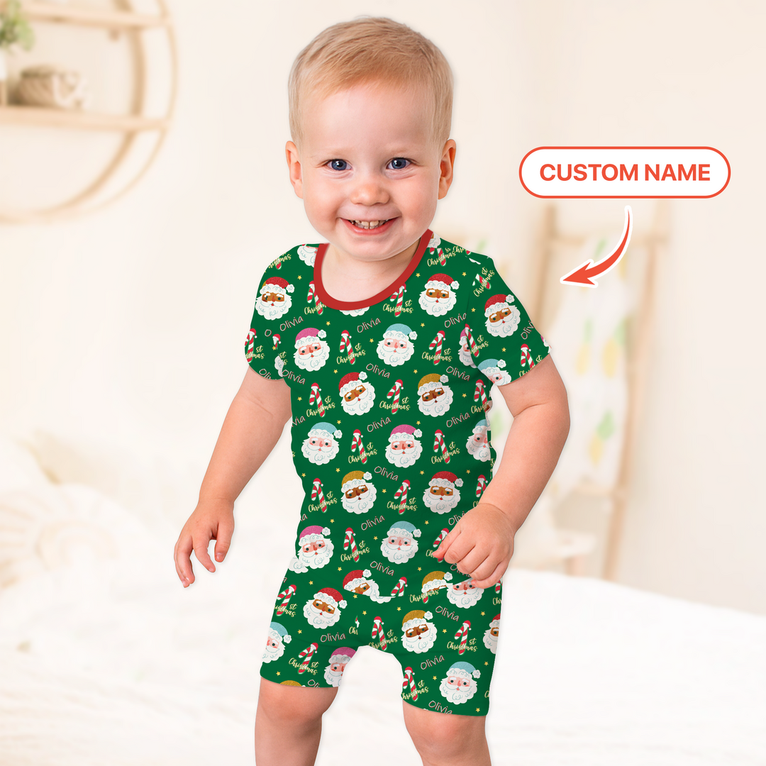 Personalized 1st Christmas Two Piece Short Sleeve Shorts Pajama Set