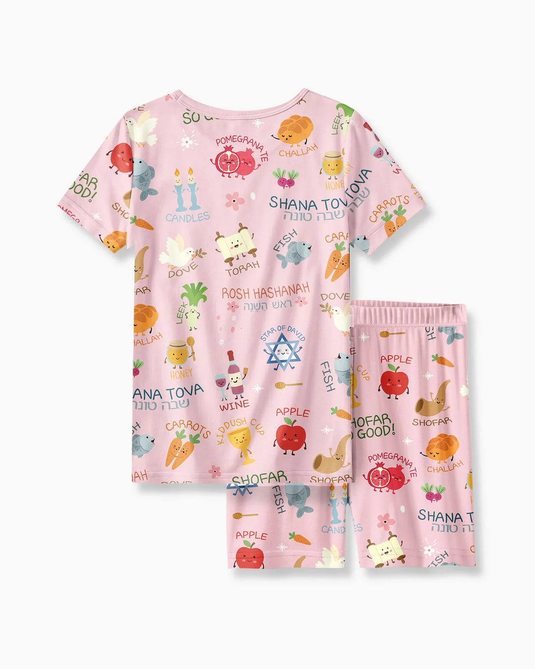 Family Rosh Hashanah Matching Bamboo Two Piece Short Sleeve Shorts Pajama Set