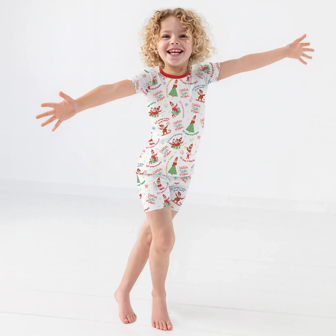 Christmas Elf Two Piece Short Sleeve Shorts Pajama Set