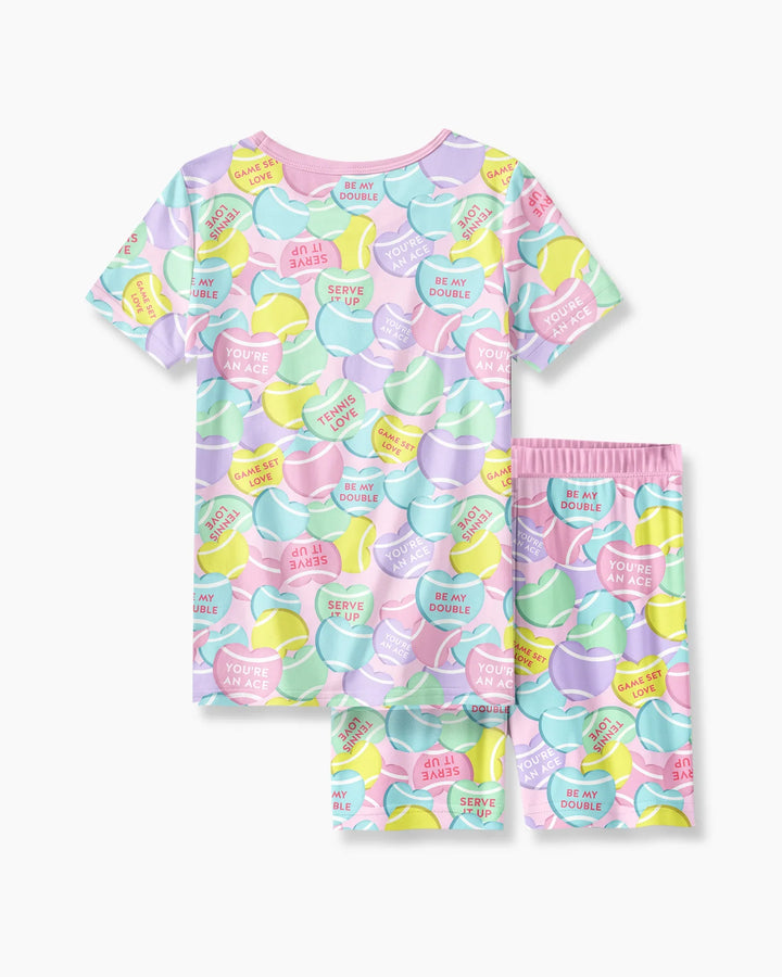 Tennis Candy Family Matching Bamboo Two Piece Short Sleeve Shorts Pajama Set