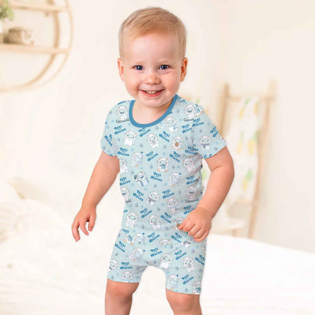 Yeti for Winter Two Piece Short Sleeve Shorts Pajama Set