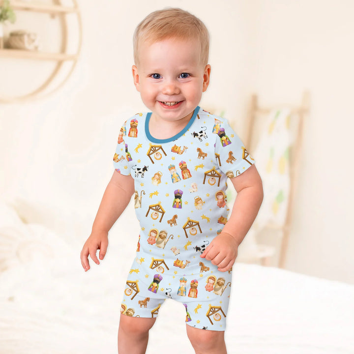 Away In A Manger Two Piece Short Sleeve Shorts Pajama Set