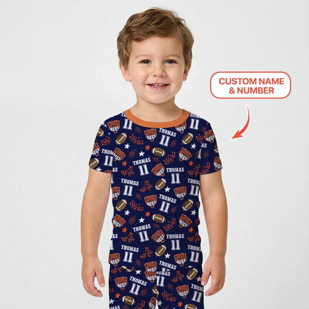 Custom Name Football Good Better Best Two Piece Short Sleeve Pajama Set