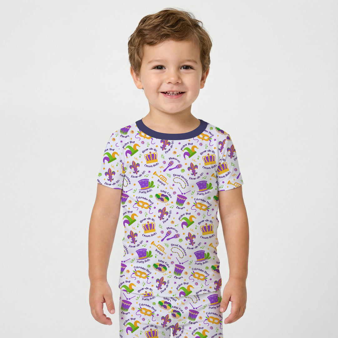 Mardi Gras Family Matching Two Piece Short Sleeve Pajama Set
