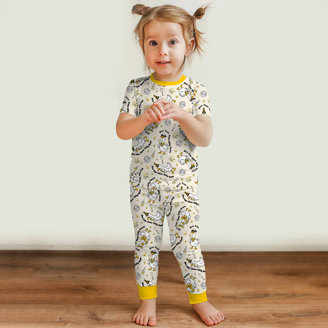 New Year Silly Goose Two Piece Short Sleeve Pajama Set