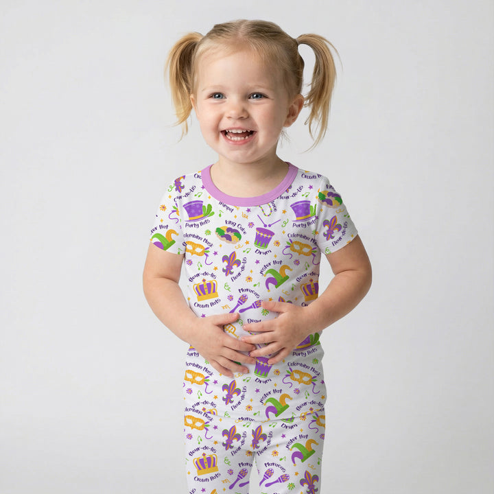 Mardi Gras Family Matching Two Piece Short Sleeve Pajama Set