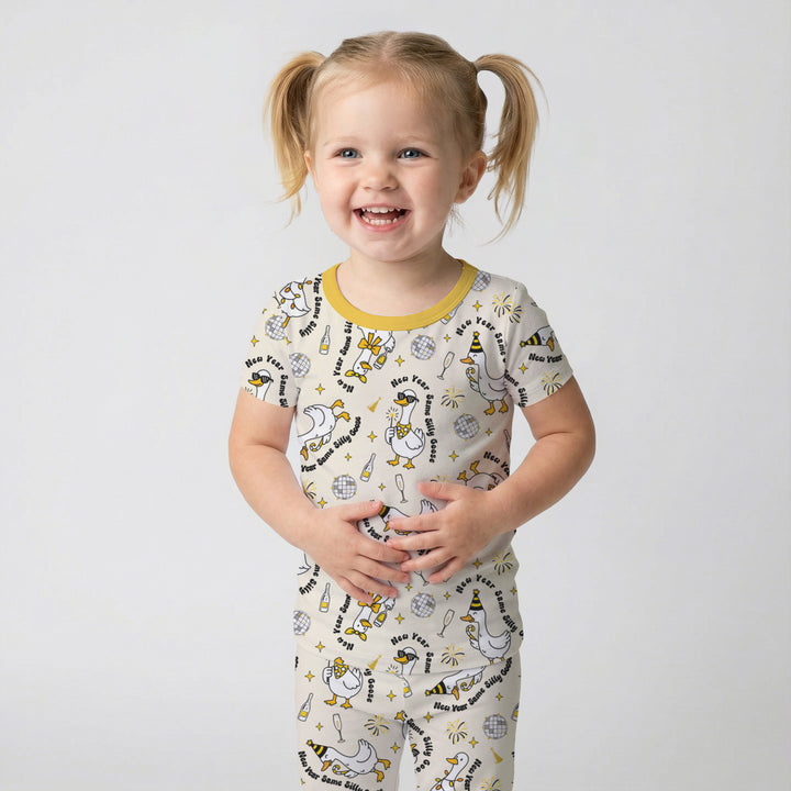New Year Silly Goose Two Piece Short Sleeve Pajama Set