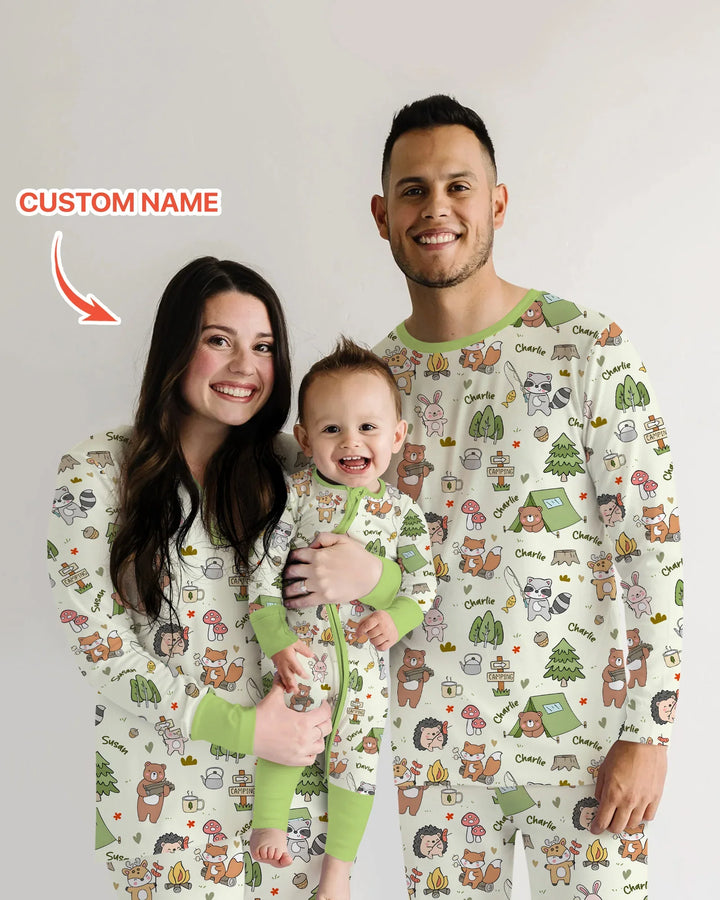 Custom Name Little Camp Buddies Bamboo Men's Pajama Set