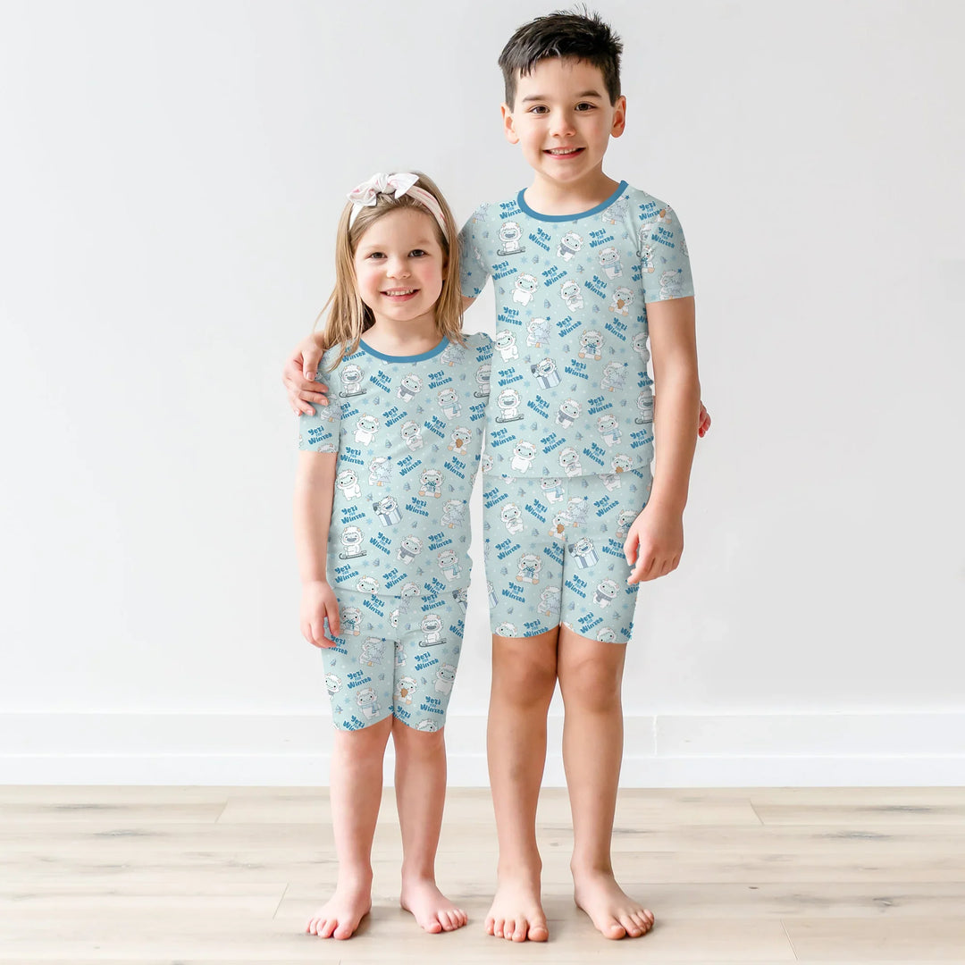 Yeti for Winter Two Piece Short Sleeve Shorts Pajama Set