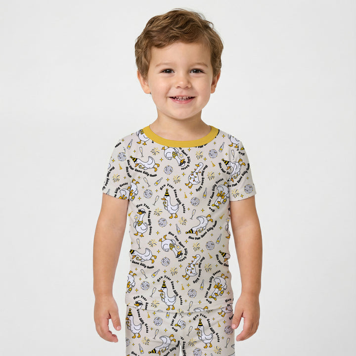 New Year Silly Goose Two Piece Short Sleeve Pajama Set