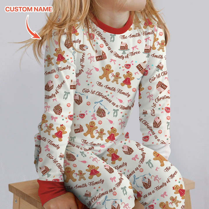 Custom Name Family Gingerbread Two Piece Long Sleeve Pajama Set