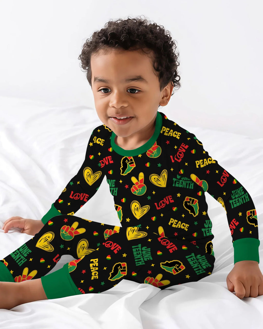 Peace Love Juneteenth Bamboo Two Piece Long Sleeve Pajama Set