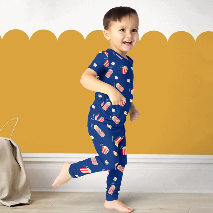 Popcorn Two Piece Short Sleeve Pajama Set