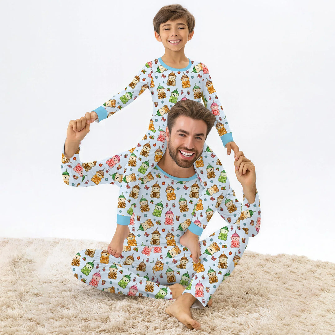Holiday Bear Cup Two Piece Long Sleeve Pajama Set
