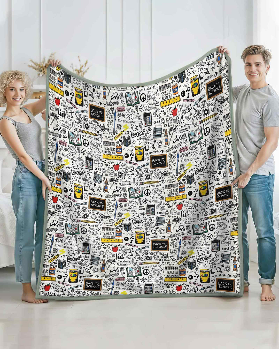 School Days Doodles Bamboo Blanket