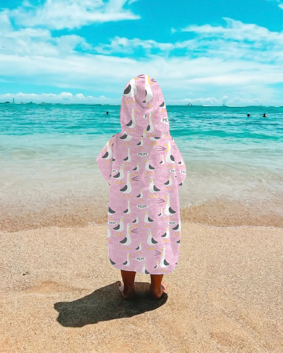 Lustiges Möwen-MAMA-Bambus-Badeponcho