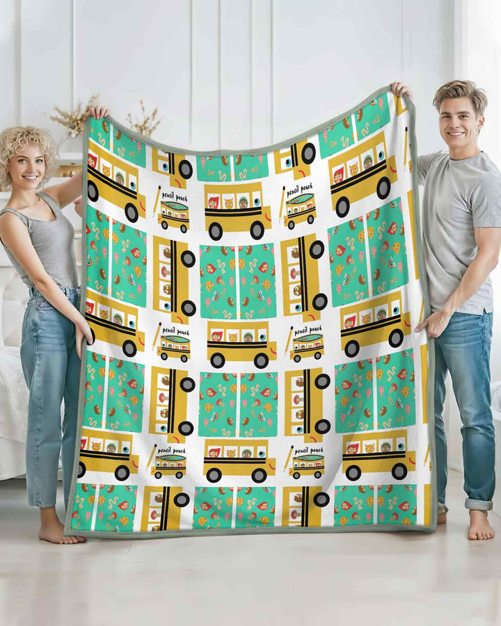 School Bus Adventures Bamboo Blanket