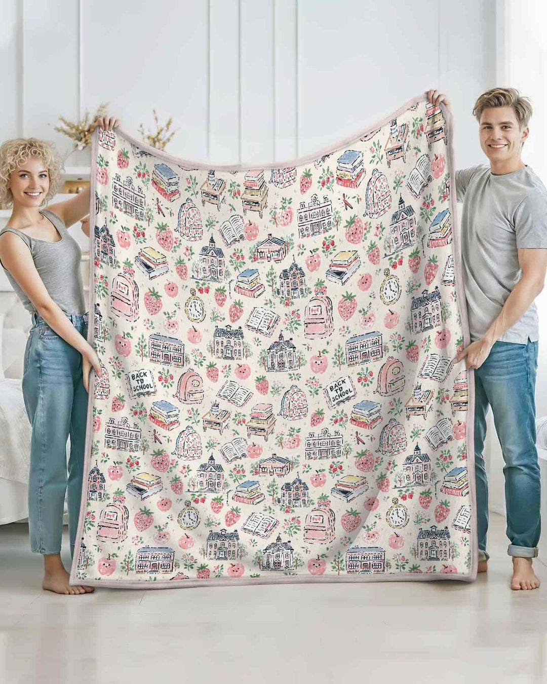 Coquette Strawberry School Days Bamboo Blanket