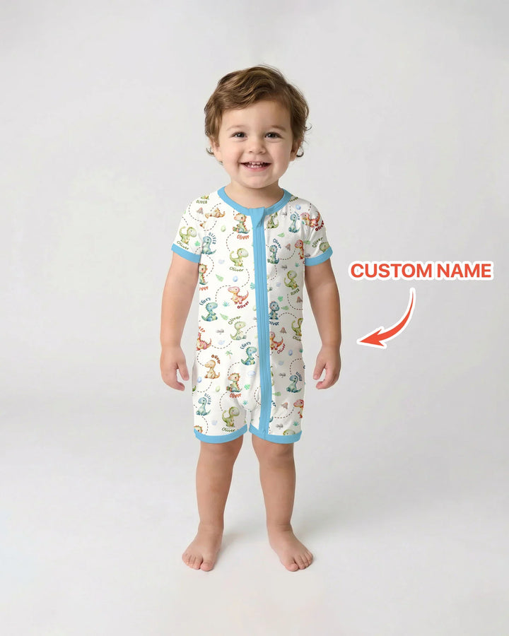 Personalized Dino Friends Bamboo Shorty Zippy
