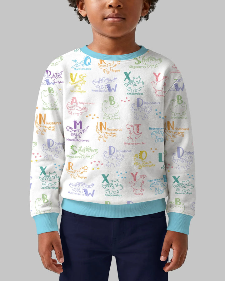 Sudadera con cuello redondo de bambú ABC con alfabeto de dinosaurios