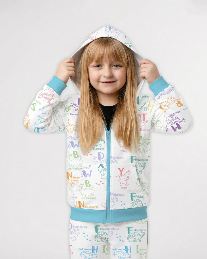 Dino Alphabet ABC Bamboo Zip Hoodie