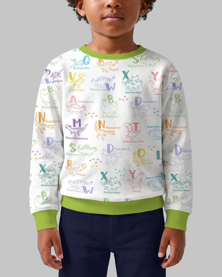 Sudadera con cuello redondo de bambú ABC con alfabeto de dinosaurios