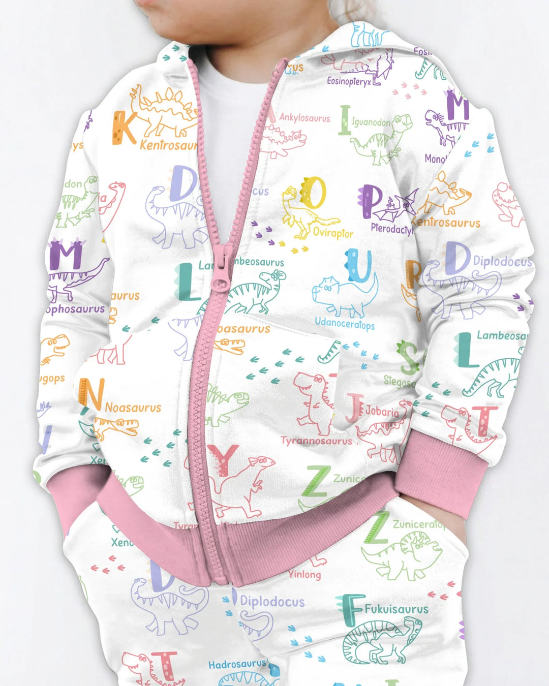 Dino Alphabet ABC Bamboo Zip Hoodie