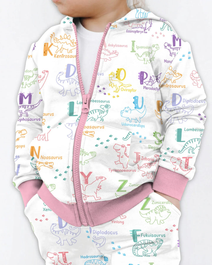 Dino Alphabet ABC Bamboo Zip Hoodie