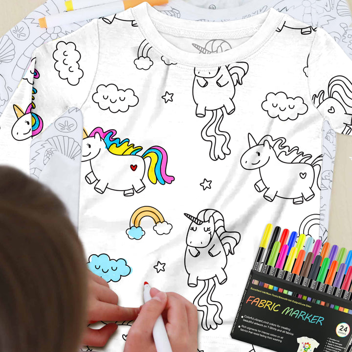 Colorable Unicorn & Princess Pajama Set