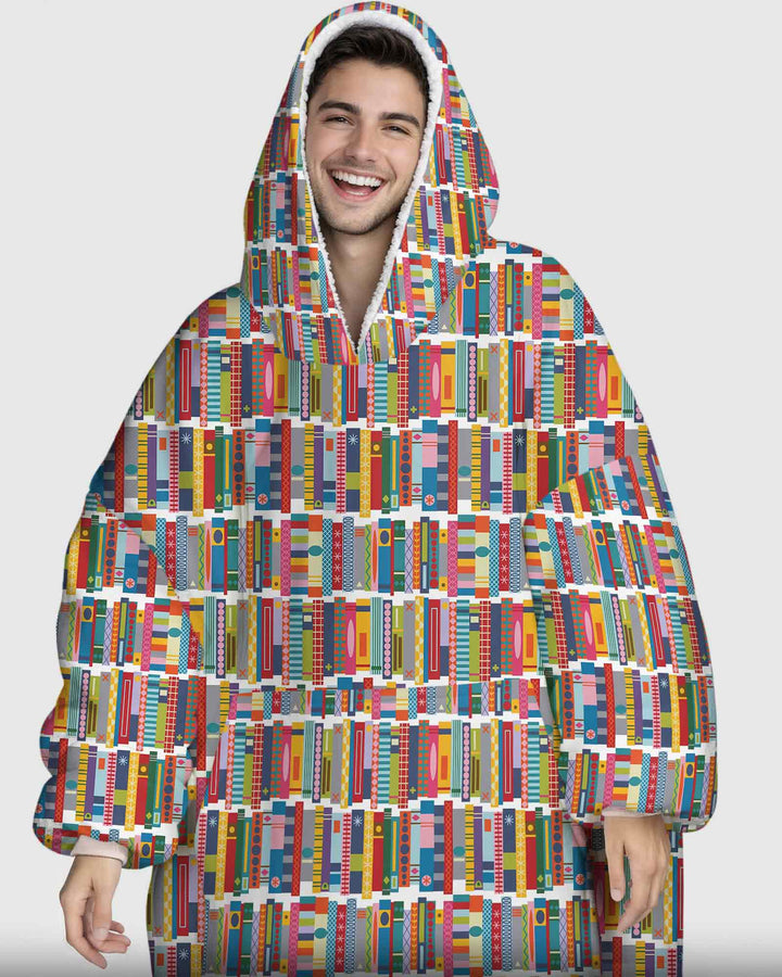 Rainbow Bookshelf Bamboo Blanket Hoodie