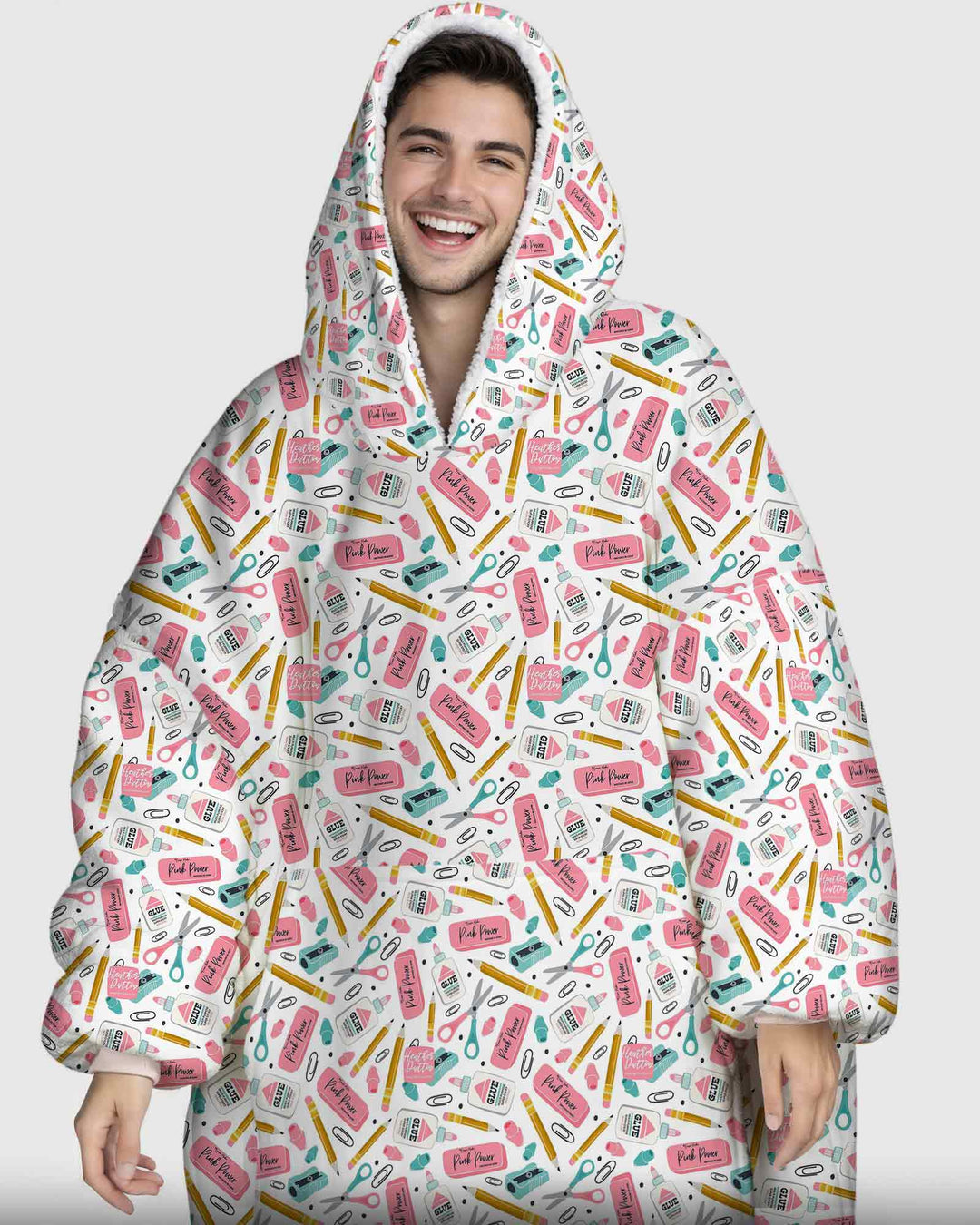 Pink Power School Supplies Bamboo Blanket Hoodie