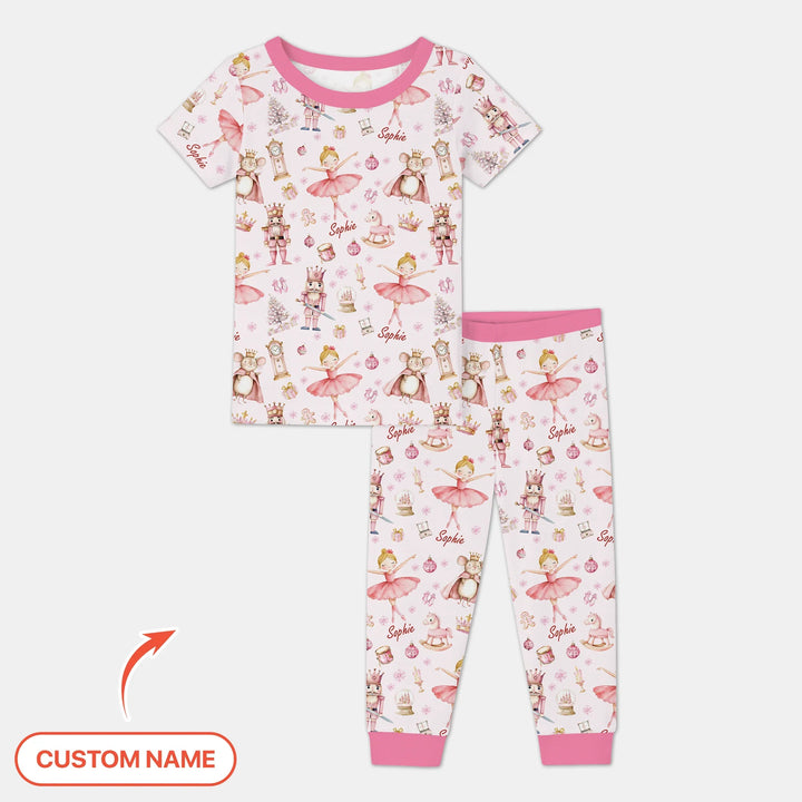 Custom Character "Ballerina Nutcracker Fairytale" Two Piece Short Sleeve Pajama Set