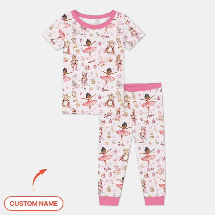Custom Character "Ballerina Nutcracker Fairytale" Two Piece Short Sleeve Pajama Set