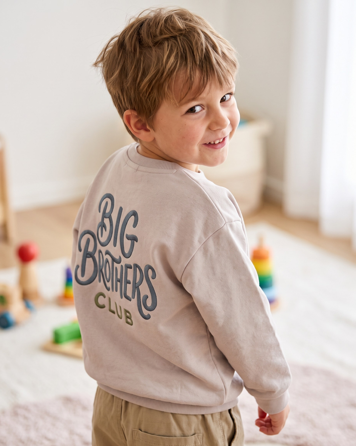 Custom Name Big Brother Club Embroidered Bamboo Crewneck Sweatshirt